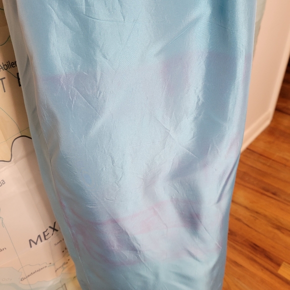 Vintage 1960s Blue Full-length Evening Gown Dress With Rose Tie Ribbon Cocktail - Picture 9 of 16